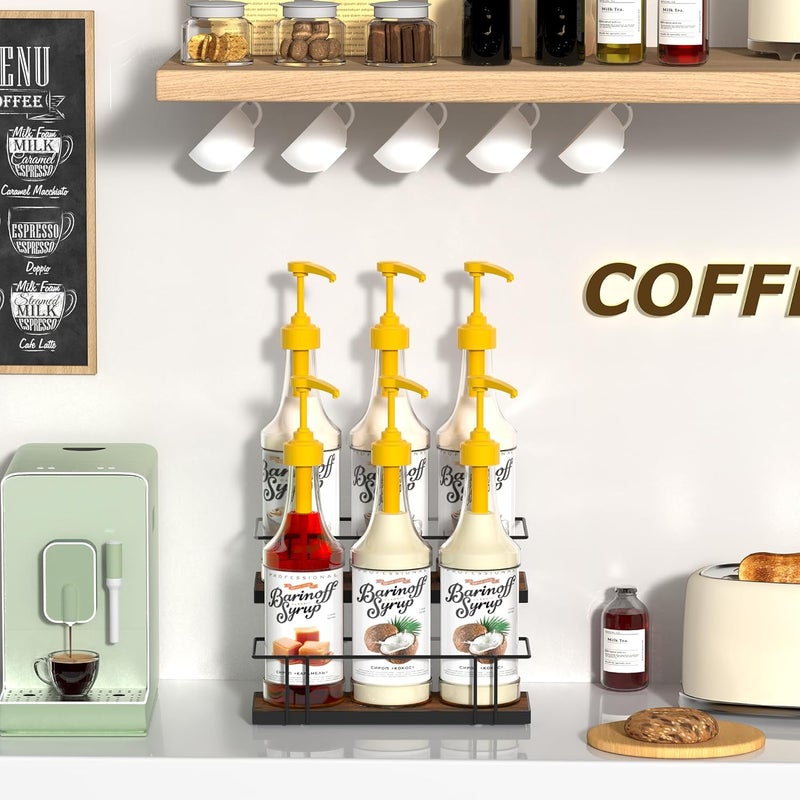Alyoen Coffee Syrup Rack Organizer, 6 Bottles Syrup Holder Stand for Coffee Bar, Small Coffee Bar Organizer Shelf, Coffee Station Organizer for Countertop Wine, Liquor - Image 5